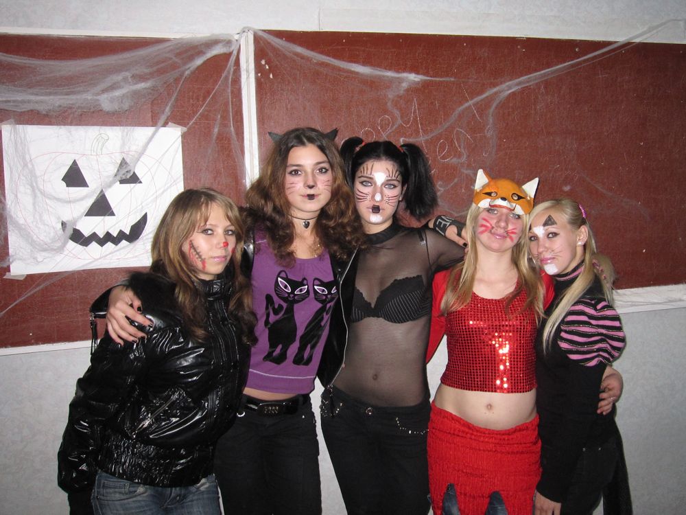 Katya, Nastia, Ira, Dasha, and Vita pose for the camera.